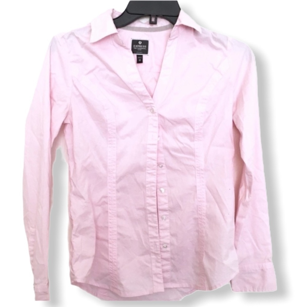 EXPRESS Pink Fitted Button Down Shirt Size Small